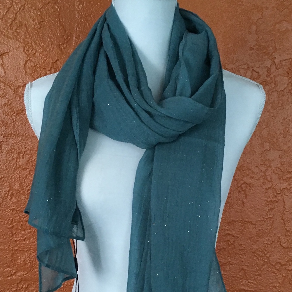 Elie Tahari Blue Sparkle Glitter Oblong Scarf